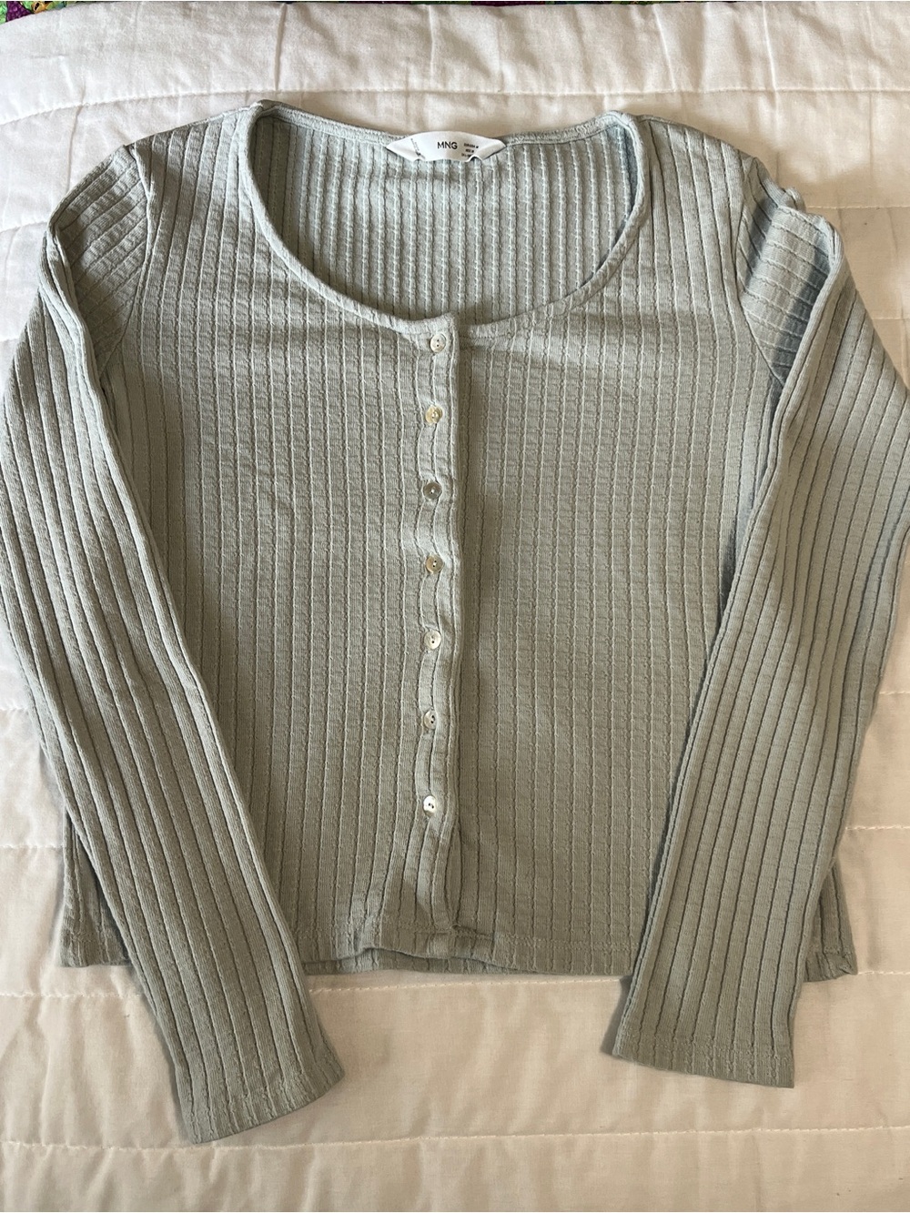 Mango Light Sage Ribbed Knit Top - Picture 3 of 14